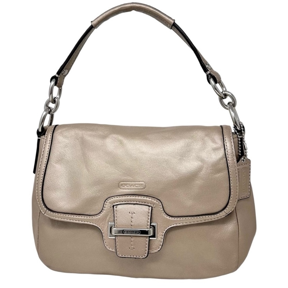 Coach Taylor Champagne Leather Single Handle Flap Top Mini Bag Purse Handbag